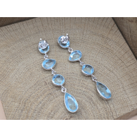 Echt zilveren oorbel stekers/ hangers met topaas